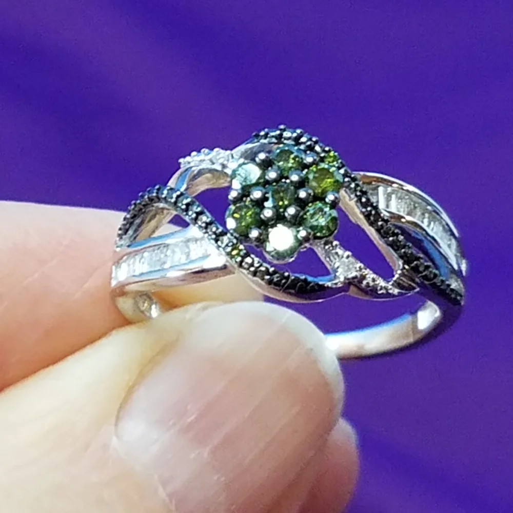 Diamond Rare Fancy Green Genuine Diamond  Ring